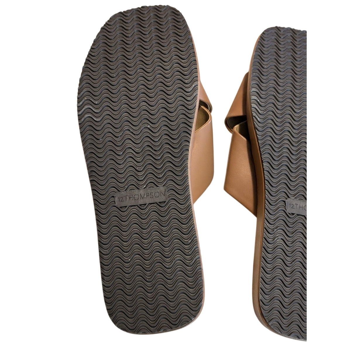 12 Thompson NWOT Tan Luna Man Made Upper Criss Cross Sandal Womens Sz 7.5
