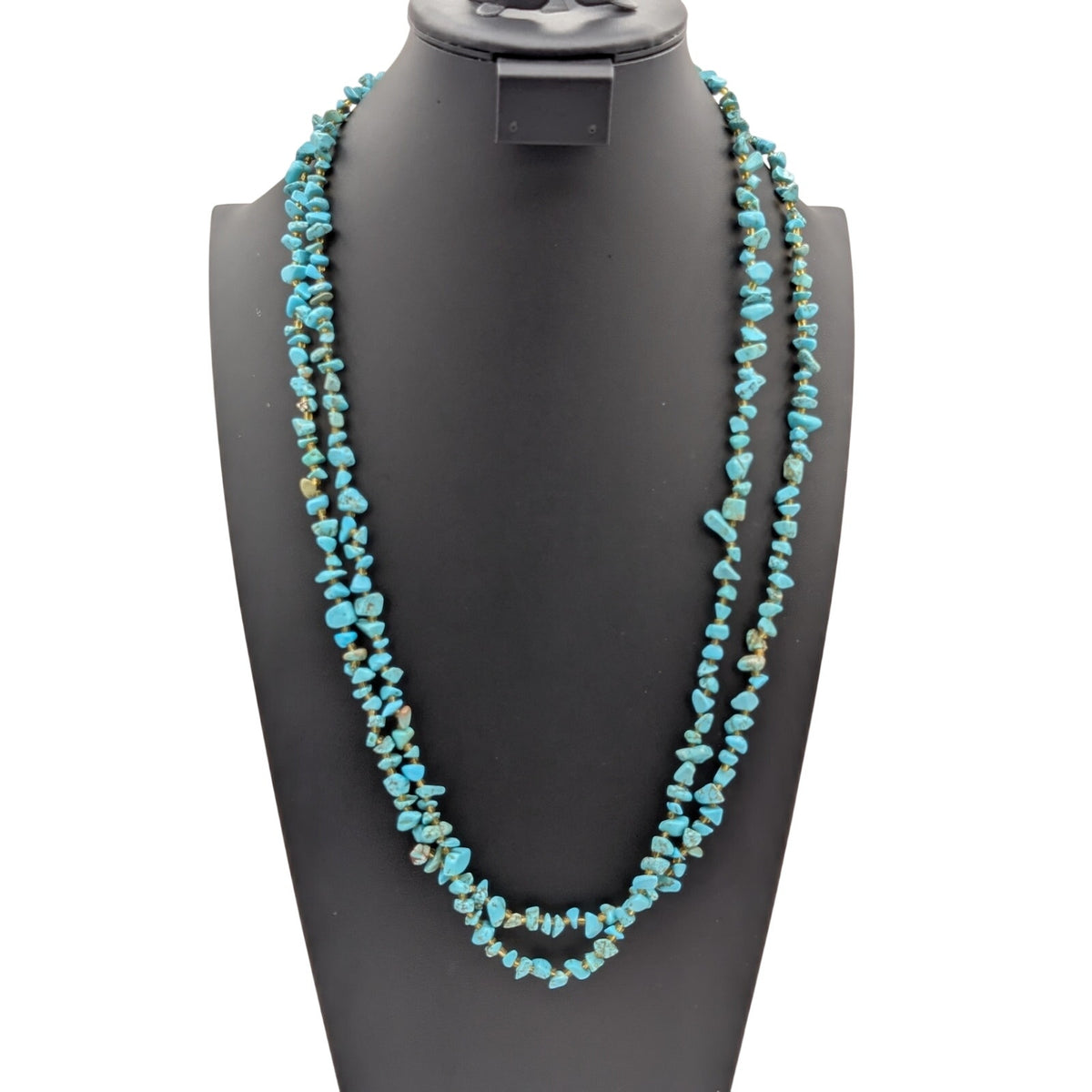 Two Turquoise Dyed Howlite Chip Bead 30" Necklaces