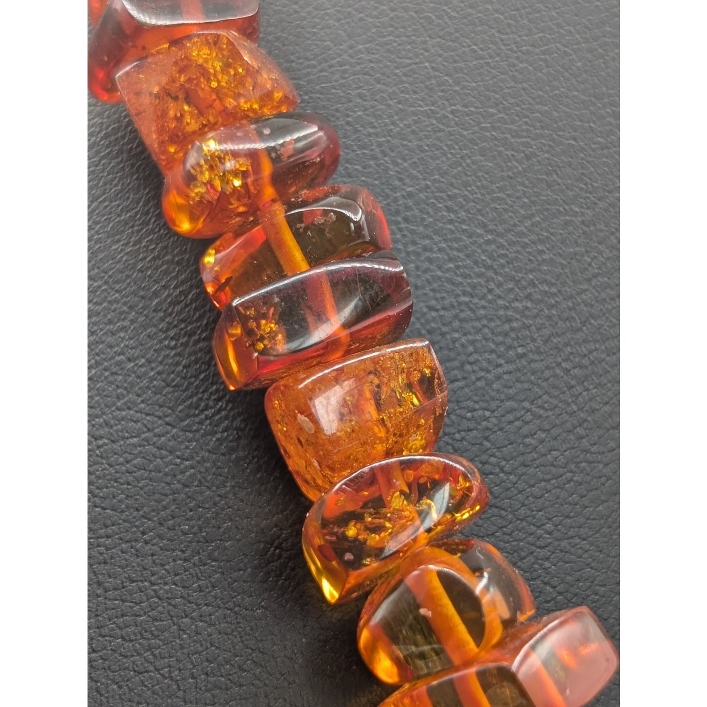 Vintage Screw Clasp 22" Amber Bead Necklace
