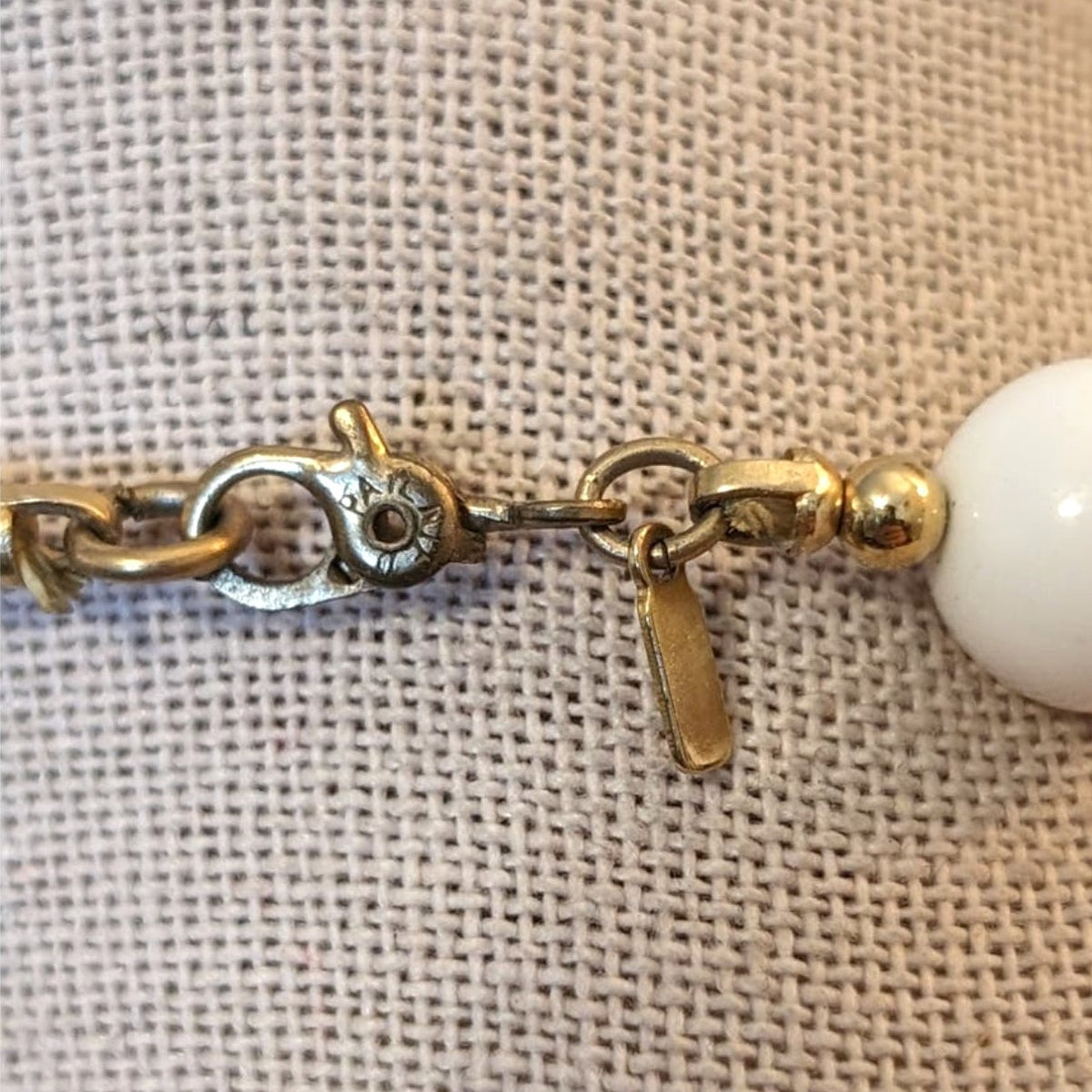 Vintage Monet White Gold Bead 30" Necklace W/ Sister Clasp