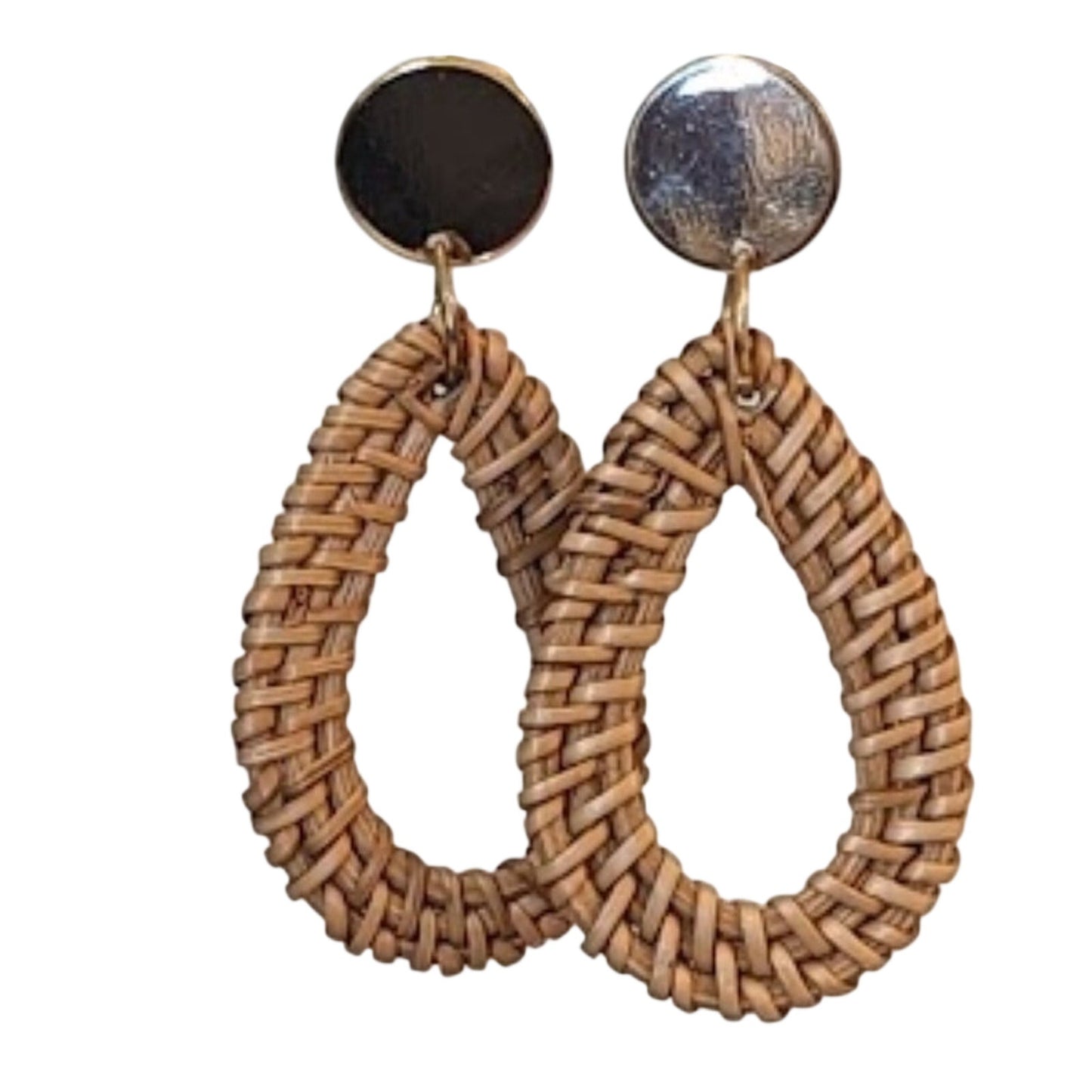 Rattan Woven Teardrop Dangle Earrings