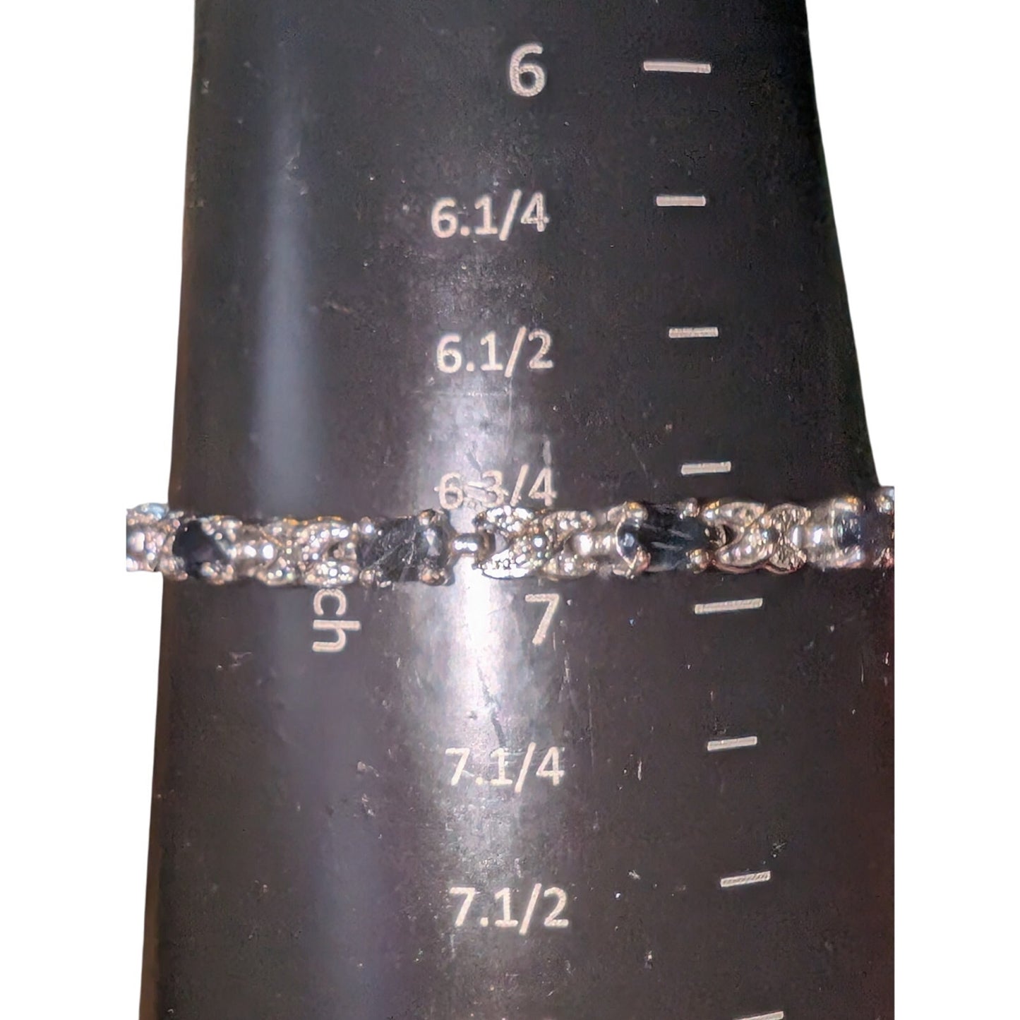 925 Sterling Silver Sapphire & Diamond Tennis Bracelet