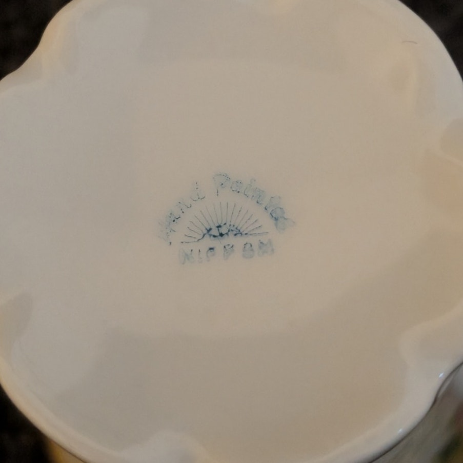 Antique Hand Painted Nippon Chocolate Cup and Saucer Rising Sun Mark