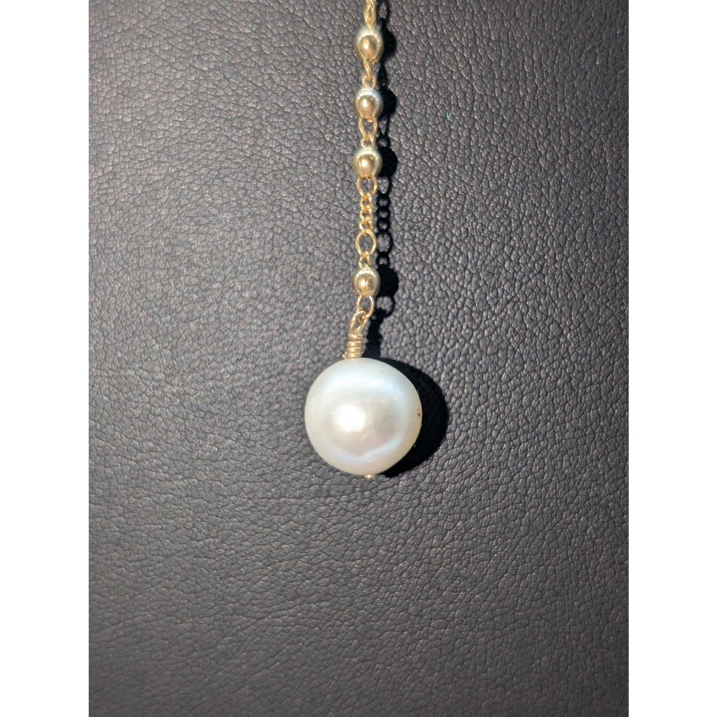 Mercedes Salazar Queen Y Drop Pearl Dangle Gold Filled Beaded Chain 18" Necklace