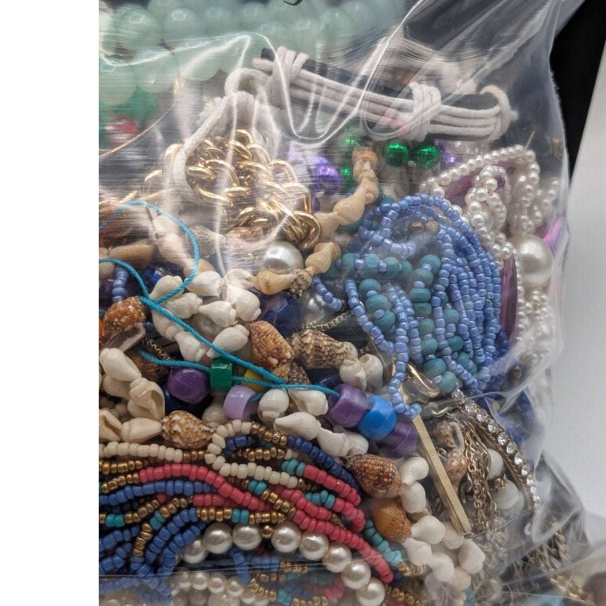 Jewelry Lot Sassy Repurpose Bag Over 4 Pounds Beads & Possible Wearable Pieces