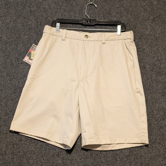 Roundtree & Yorke NWT Travelsmart Stone Flat Front Washed Chino Shorts 34