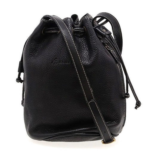 Barucci Leather Crossbody Drawstring Bucket Handbag
