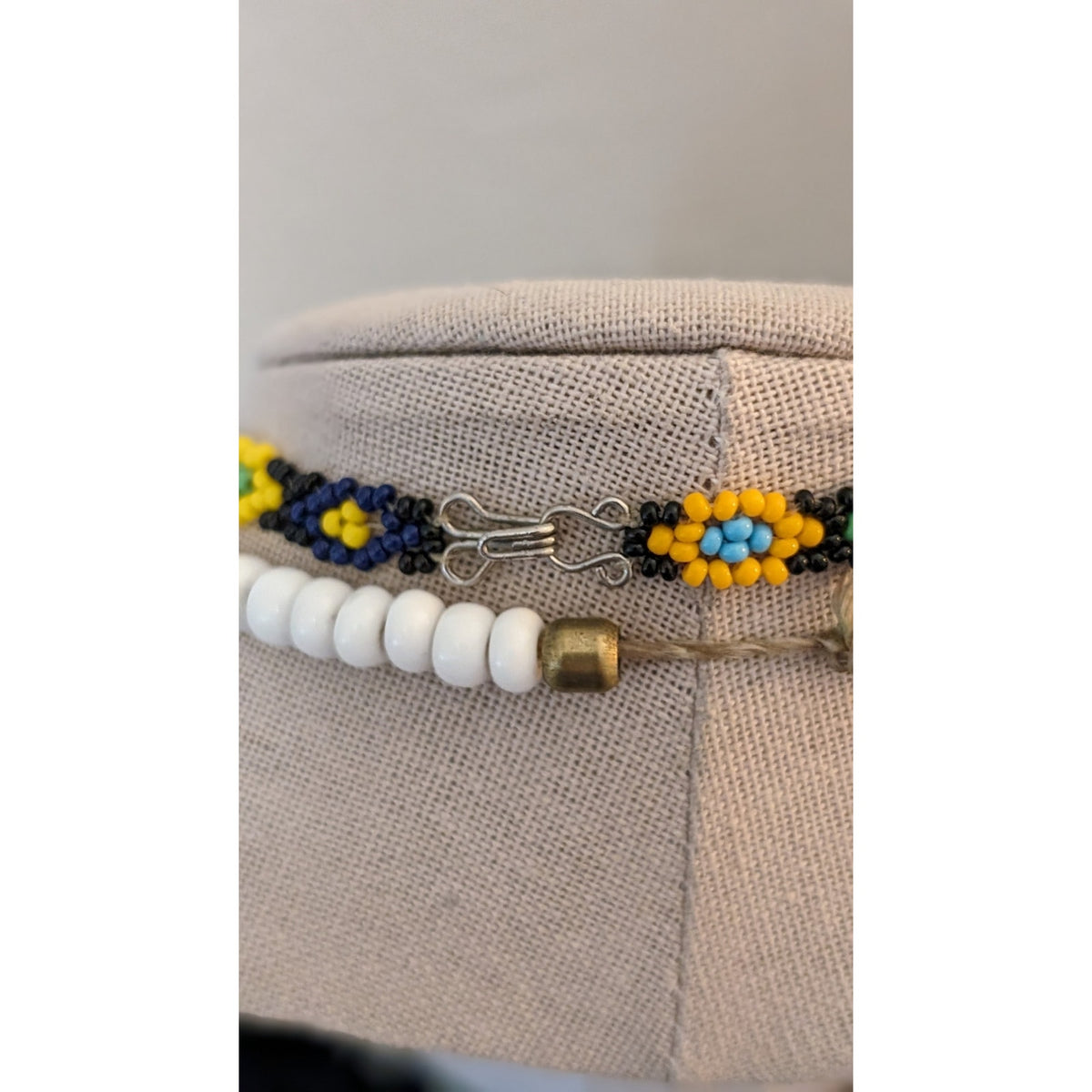 Glass Bead Ceramic Turtle Necklace & 70s Seed Bead Flower Choker