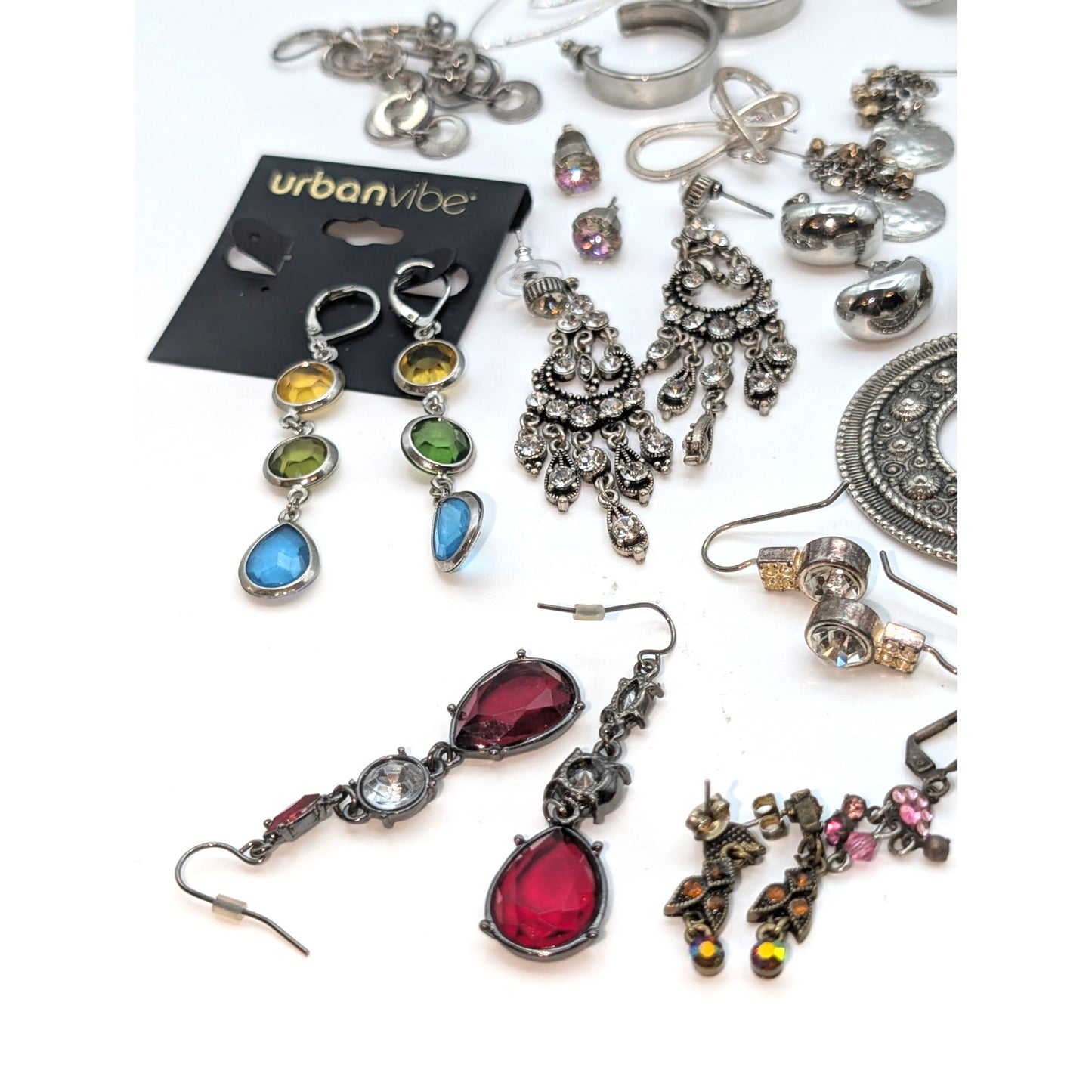 Lot of 44 Pair of Silver Tone Pierced Earrings