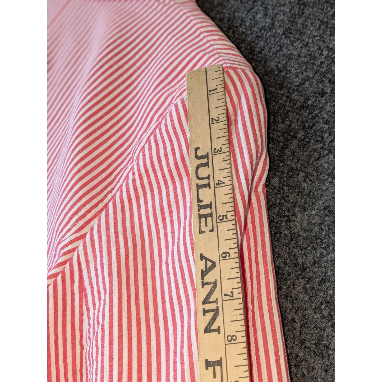 Talbots Vtg 90s Red/Pink Stripe Two Button Cotton Seersucker Blazer Womens Sz 16