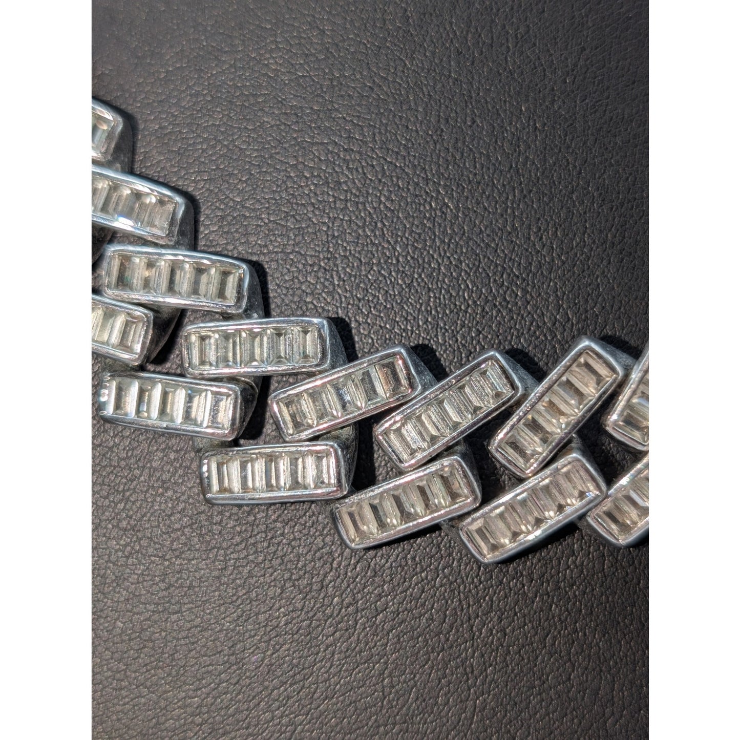 Silver Tone Baguette CZ Chunky Hip Hop Heavy Chain 20" Necklace