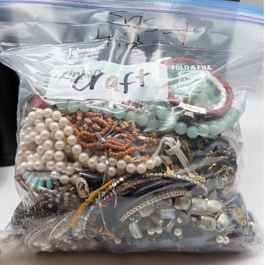 Jewelry Lot Sassy Repurpose Bag Over 4 Pounds Beads & Possible Wearable Pieces