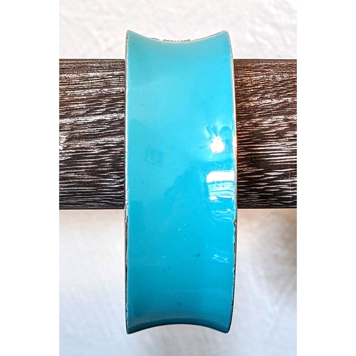 Turquoise Enamel Concave Clamper Style Wide Cuff Bangle Bracelet