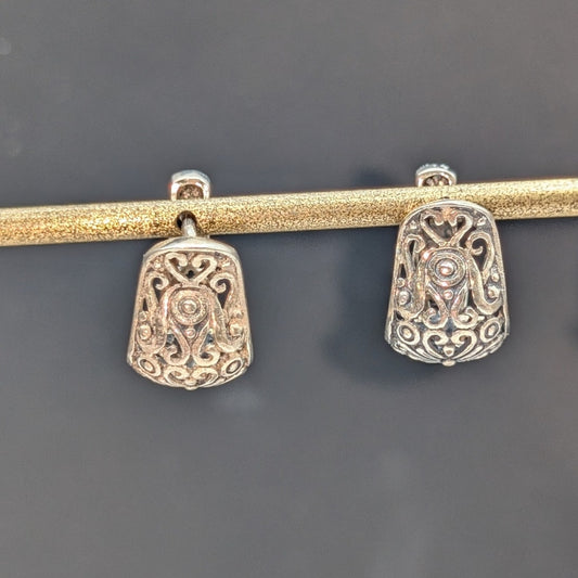 Vintage 925 Sterling Silver Filigree Small Hoop Earring