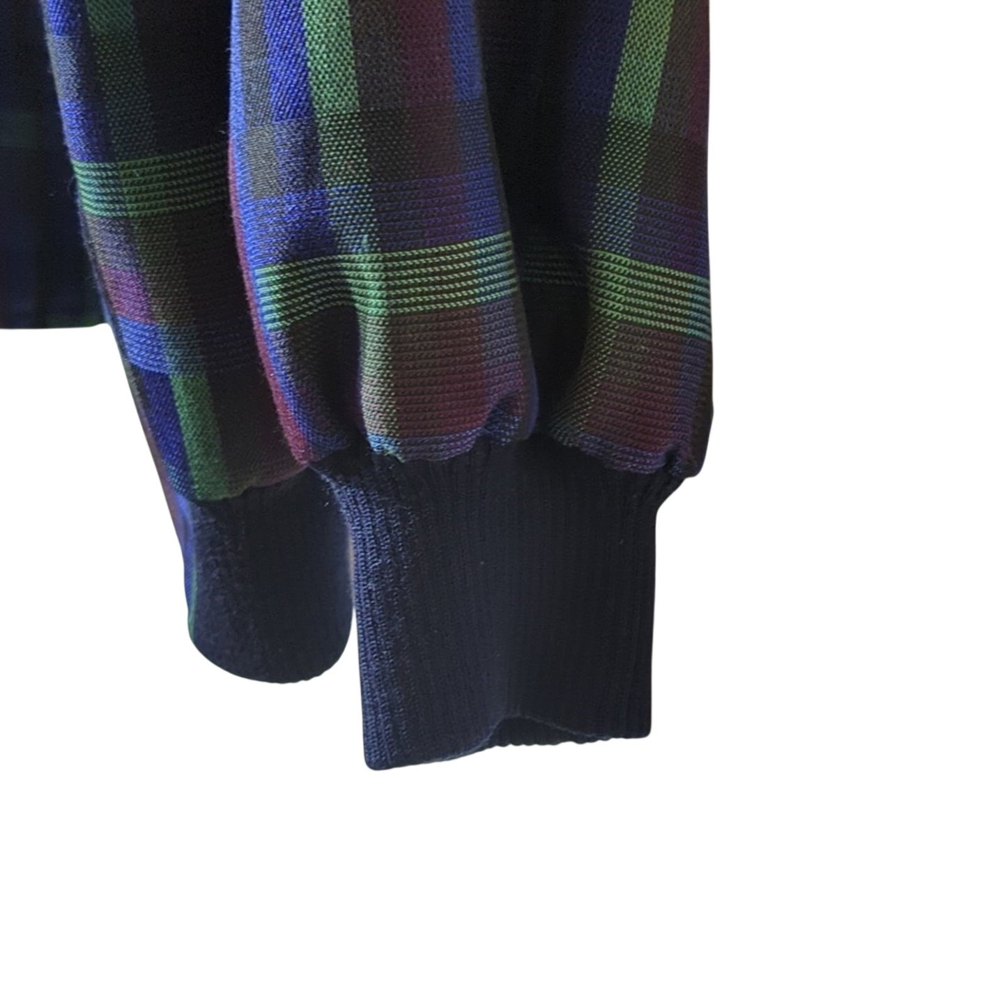 Bo Sung Plaid Snap Front Ribbed Placket, Hem, and Cuff Jacket Women's Sz XL