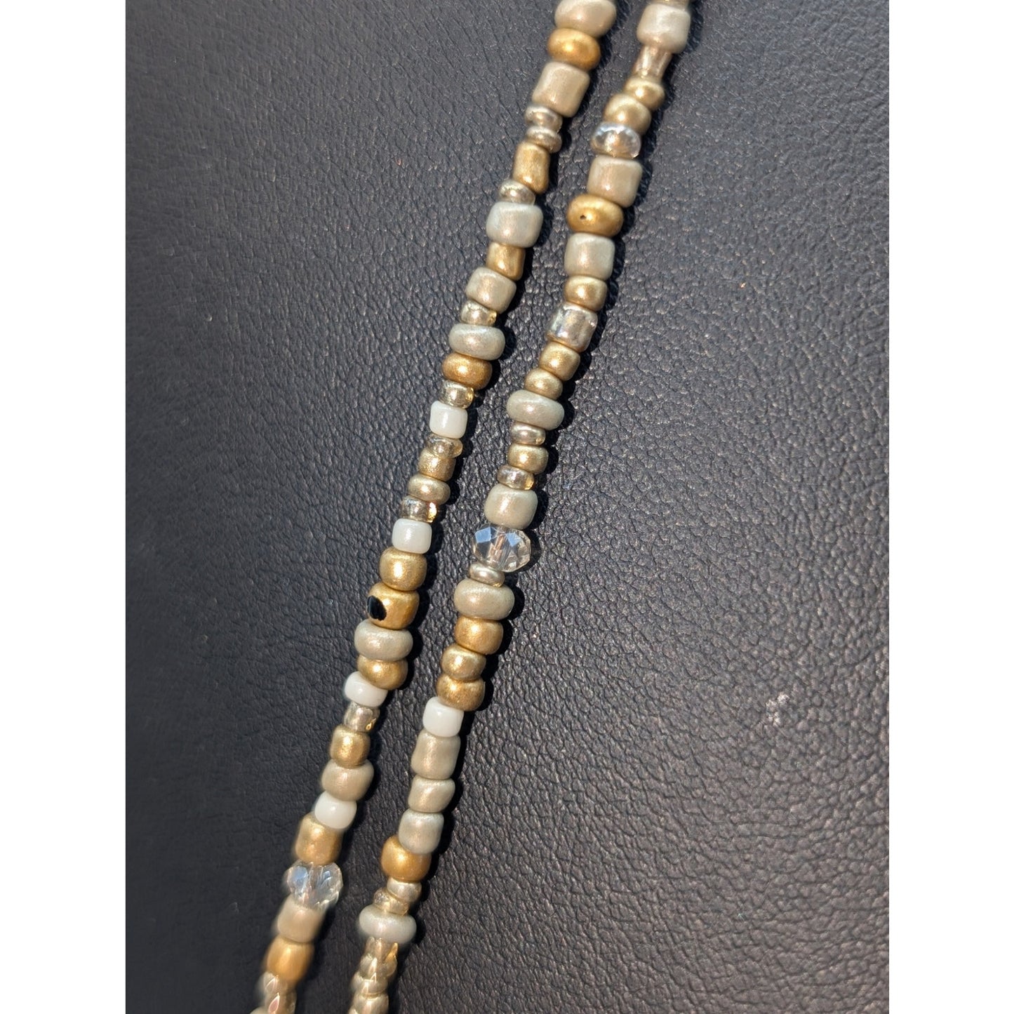 Chico's Boho 2 Strand Beaded Stone Pearl 38" Necklace & Enamel Clamper Bracelet