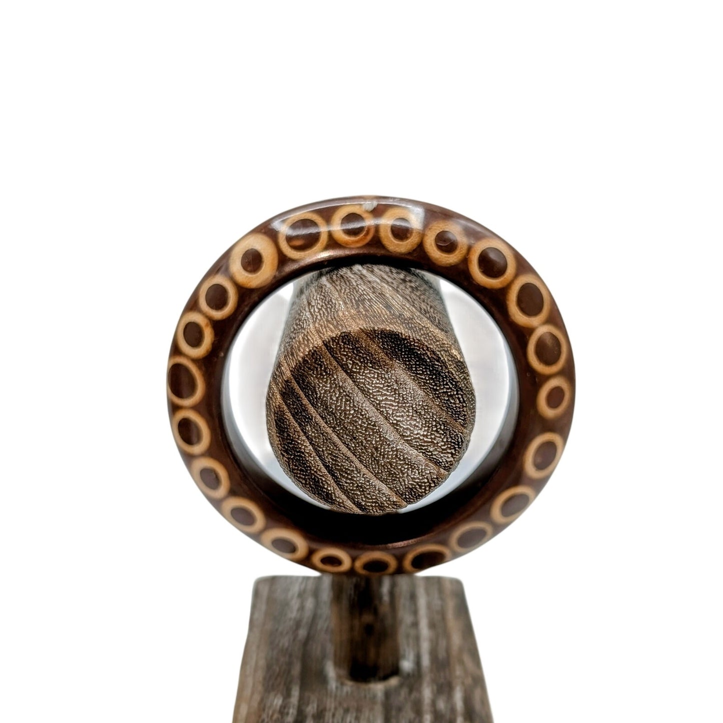 Vintage Kenneth Jay Lane Knife Edge Bamboo Slice Chunky Brown Resin Bangle