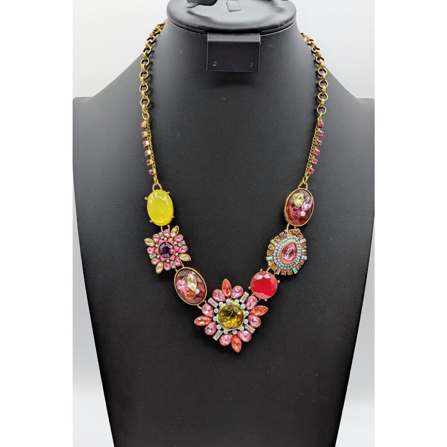 Betsey Johnson St. Barts Carnival Chunky Rhinestone Statement Boho Necklace