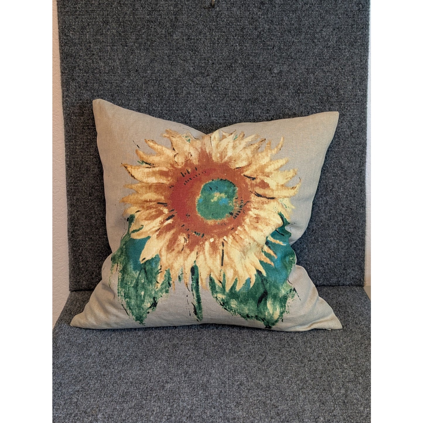 Pottery Barn Linen Cotton 20X20 Sunflower Decorative Pillow Feather Fill Insert