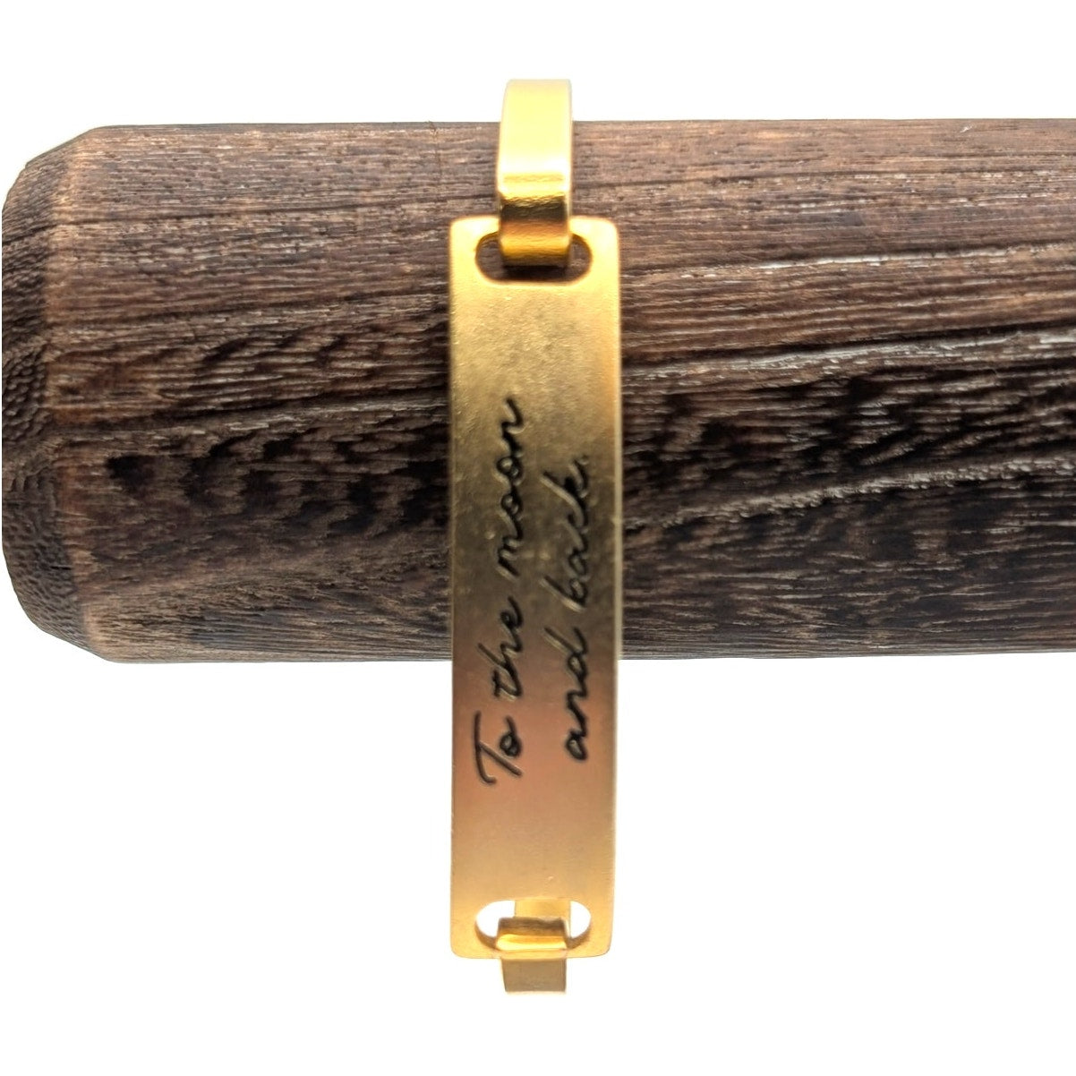 Lenny and Eva 'To the Moon and Back' Gold Tone Hook Bar Bangle Bracelet