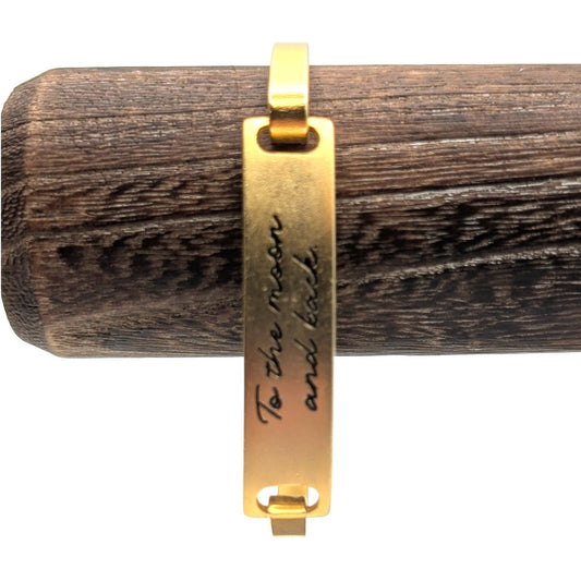 Lenny and Eva 'To the Moon and Back' Gold Tone Hook Bar Bangle Bracelet