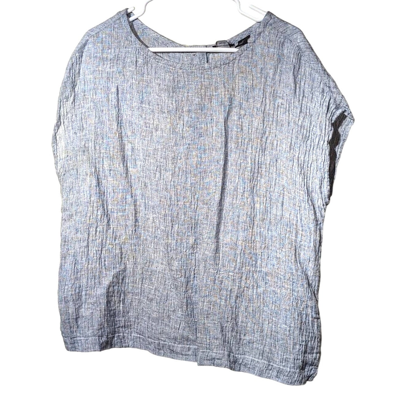 Tahari Loose Weave 100% Linen Oversized Boxy Back Button Up Top Womens Sz S