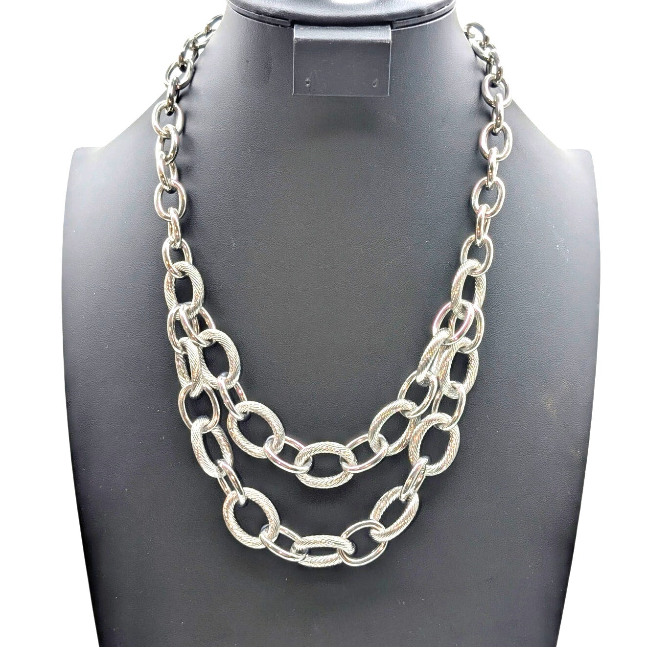 TALBOT'S Chunky Textured & Polished Double Drop Chain 19"-21.5" Necklace