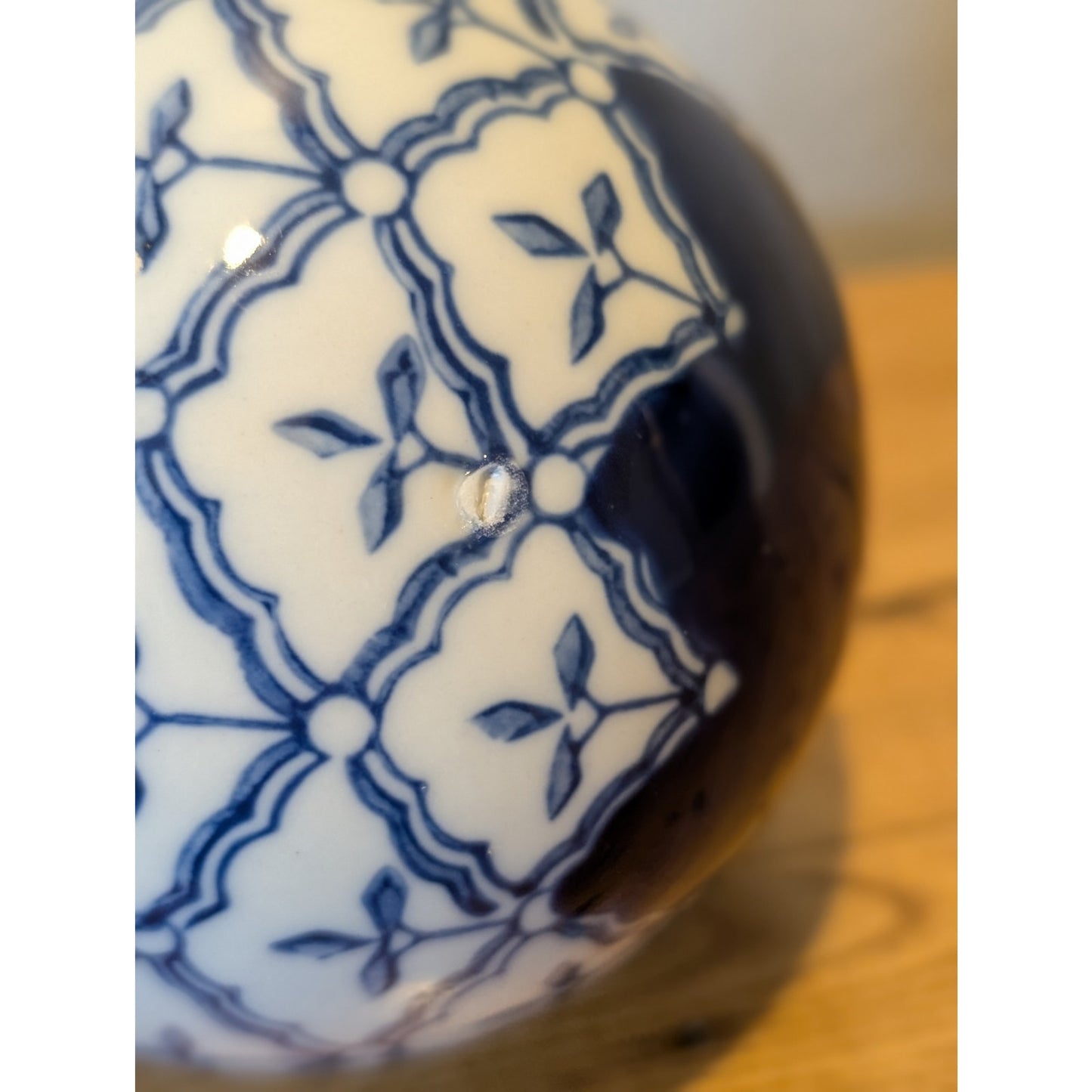 Vintage Blue & White Chinese Porcelain Chinoiserie Carpet Ball
