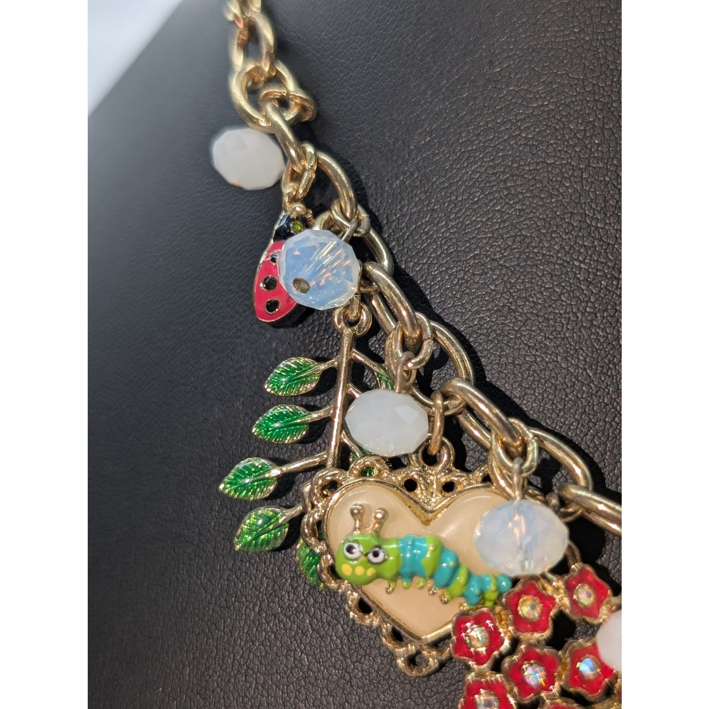Betsey Johnson Garden Party Gold Tone Charm Dangle 15.75"-18.75" Necklace