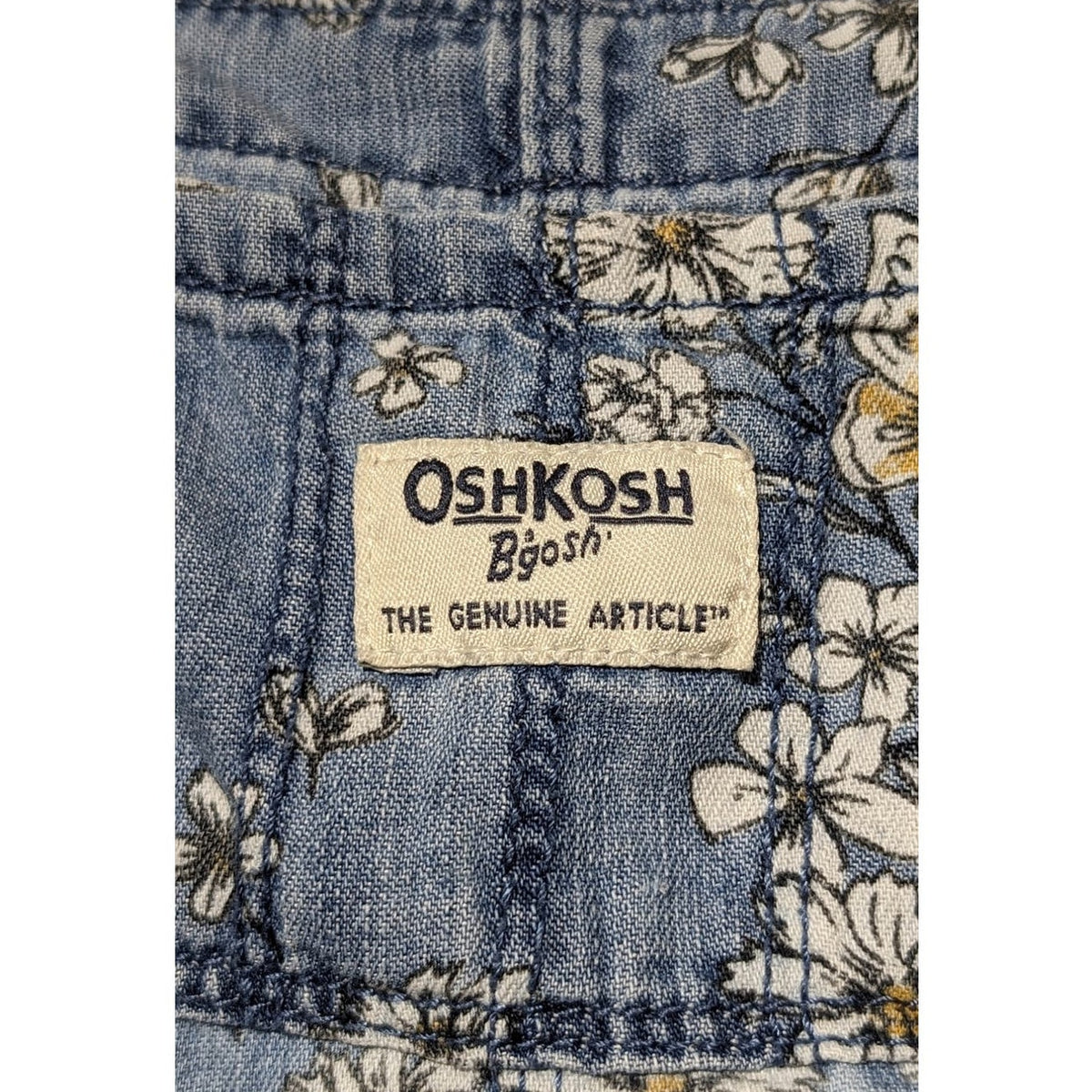 OshKosh B'Gosh Floral Denim Bibbed Jumper Skirt Baby Sz 24M