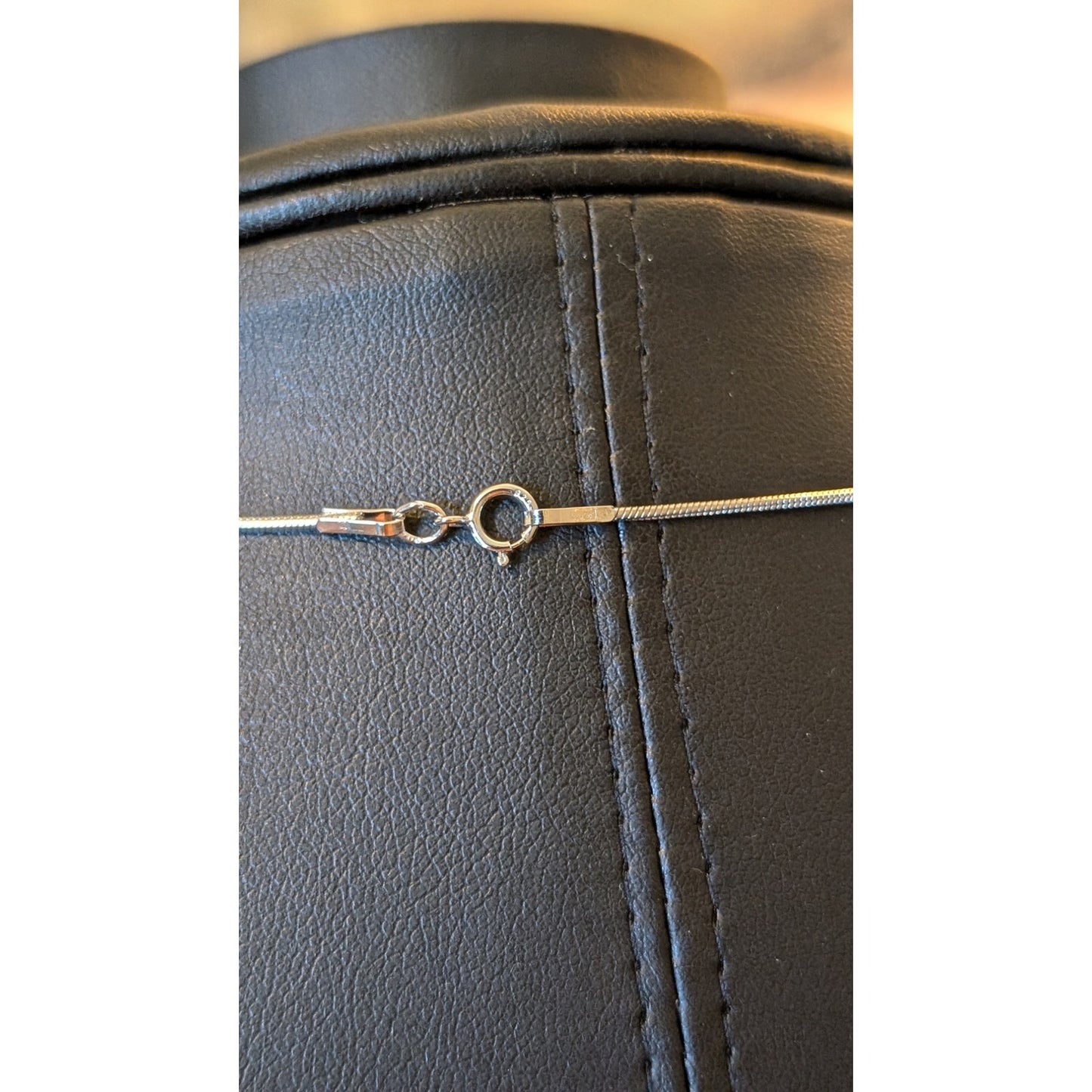 Glowing Green Stone Bezel Set in Sterling Silver & 925 Sterling Silver 20" Chain