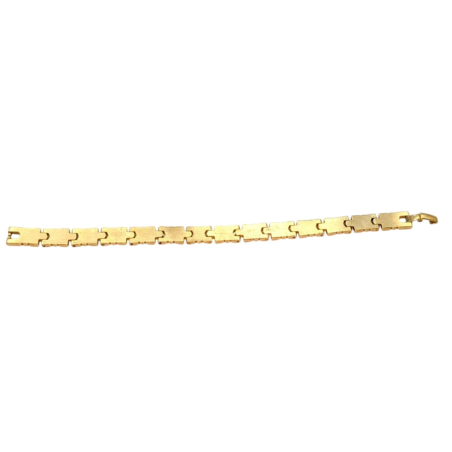 Vintage Unmarked Gold Tone Articulated X Link Fold Over Clasp Bracelet