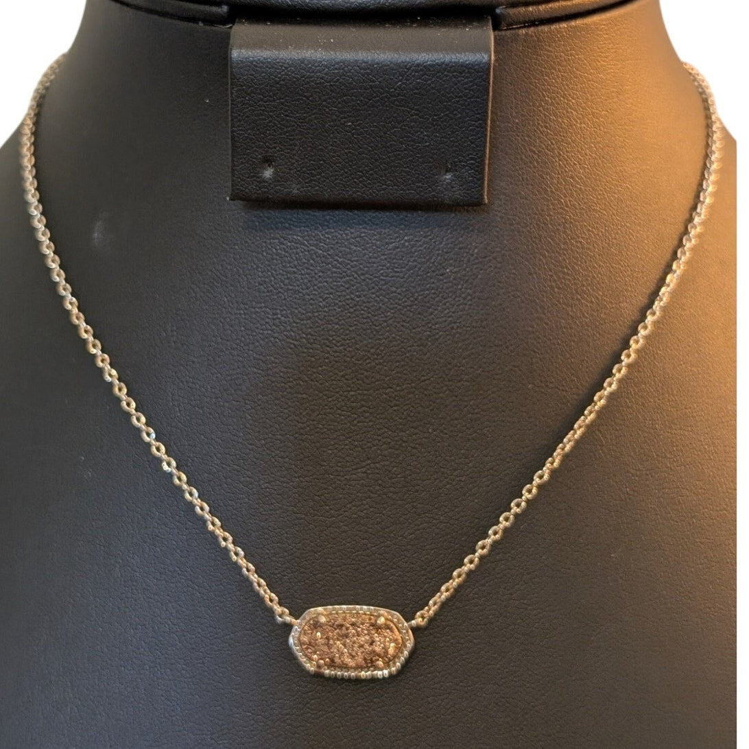 Kendra Scott Elisa Copper Druzy Rose Gold Tone 15"-17" Necklace