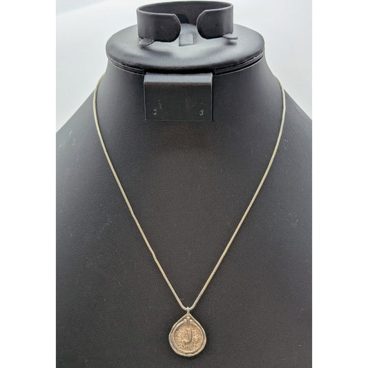 Vtg Silpada Didae 925 Sterling Made in Israel Initial 'J' Pendant 18" Necklace