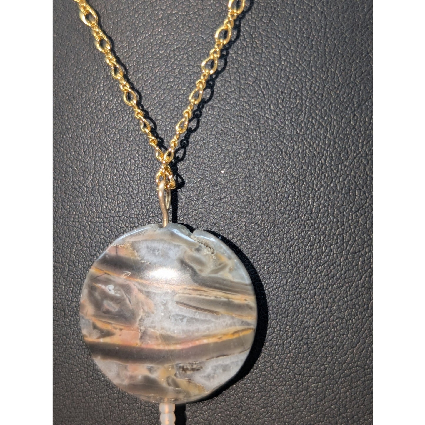 14K Gold Filled Agate Stone Pendant Chain 16.5" Necklace