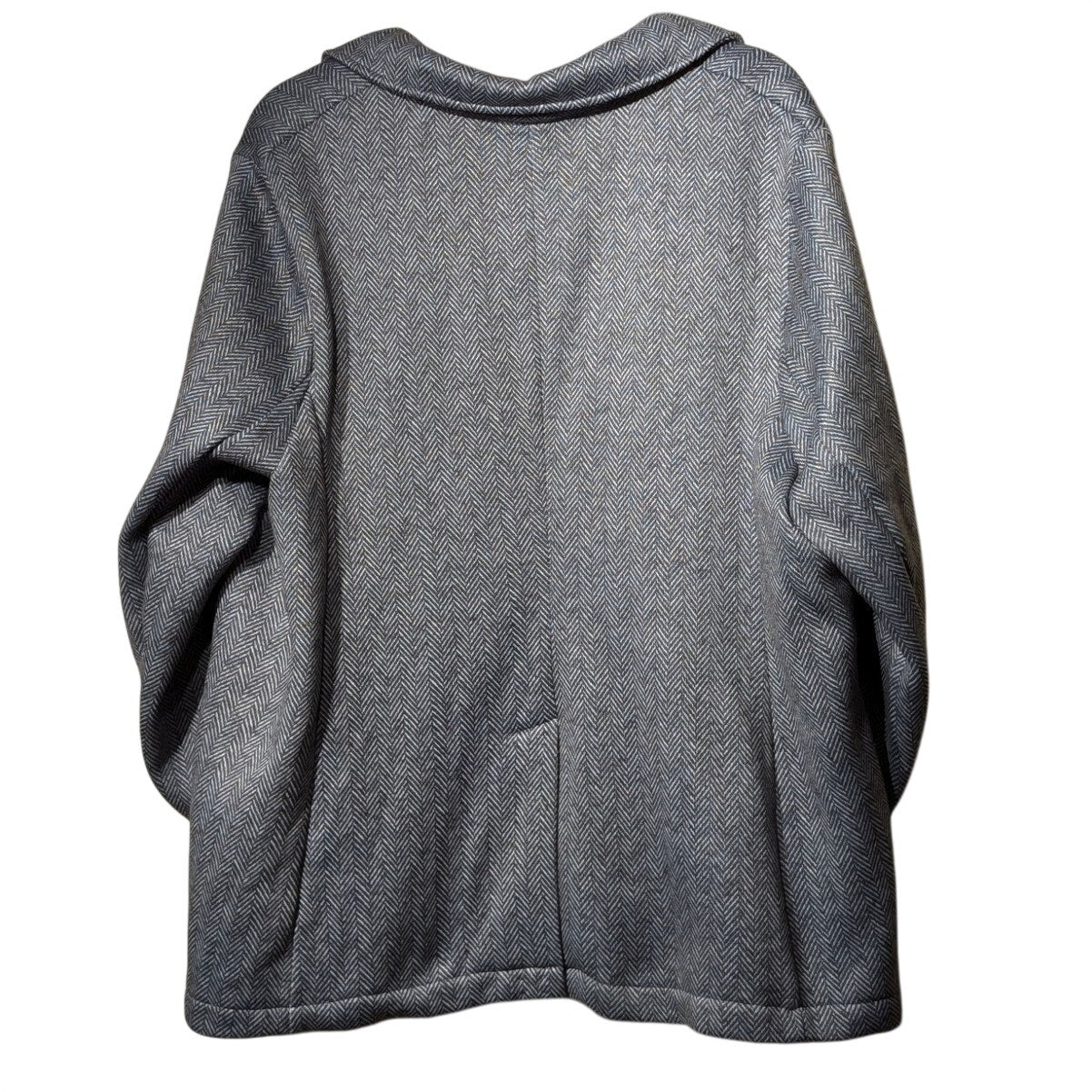 Lands' End Gray Chevron-Herringbone Fleece-Lined One Button Blazer Womens Sz 2X