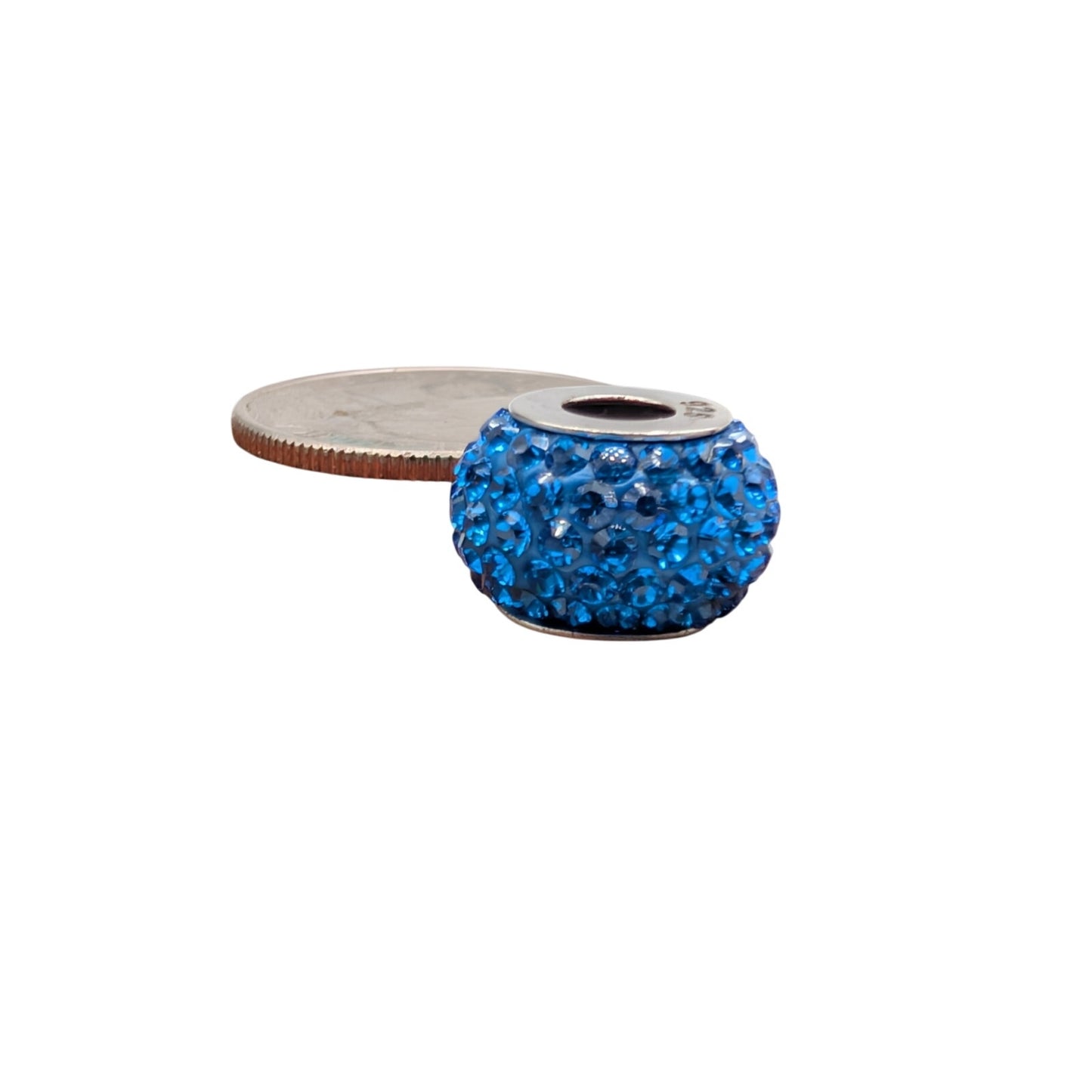 925 Sterling Silver Sparkle Life Blue CZ Charm