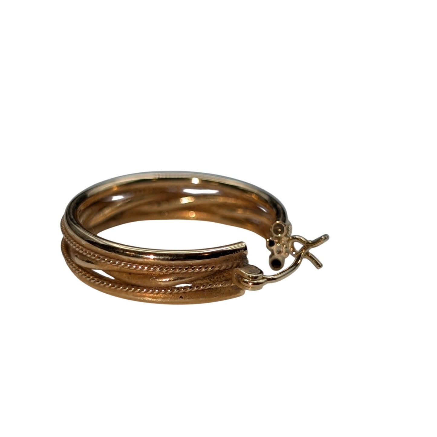 14K Yellow Gold Textured & Polished Hoop Earrings Approx. 4.66g