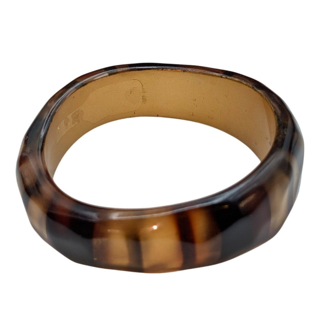 Vintage Tortoise Stripe Lucite Bangle Bracelet