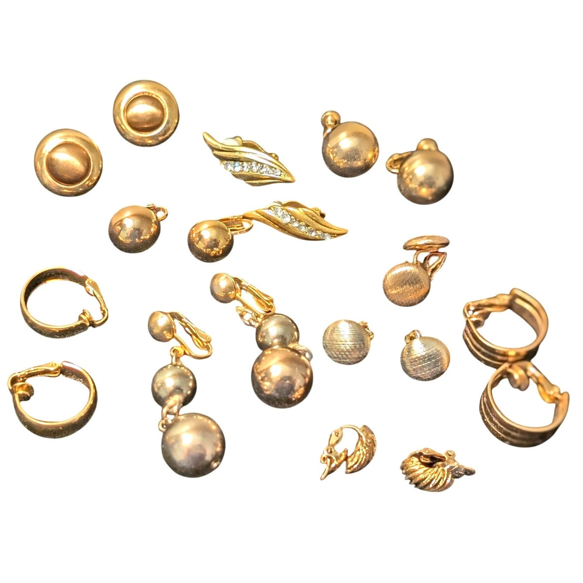Vintage Ten Predominantly Gold Tone Clip On Earrings