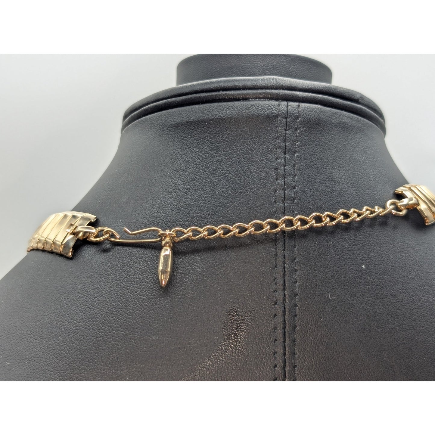 Vintage Egyptian Revival Gold Tone Choker Hook Clasp 13"-15.5" Necklace