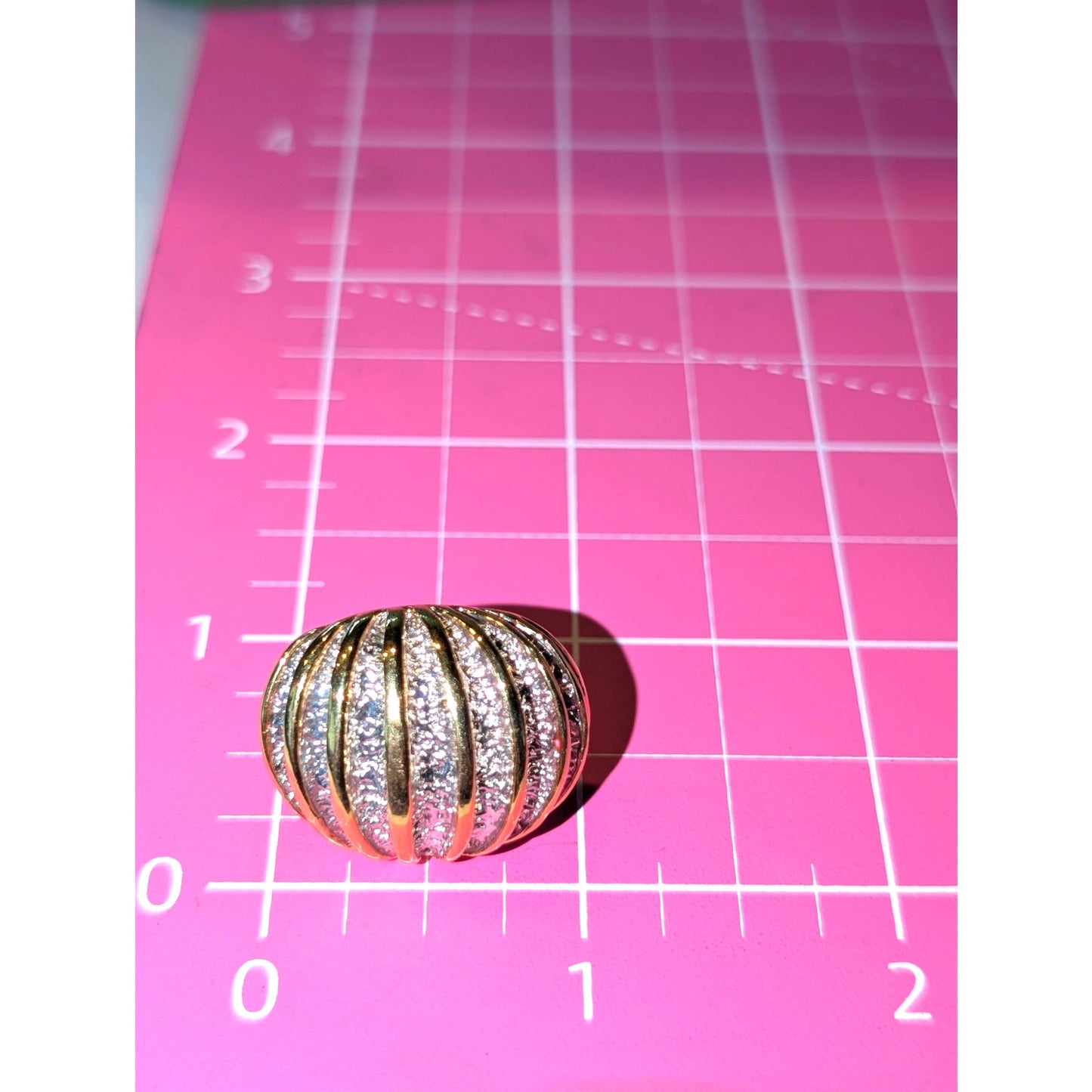 Vintage 80s Two-Tone Ribbed Domed Pierced Earrings