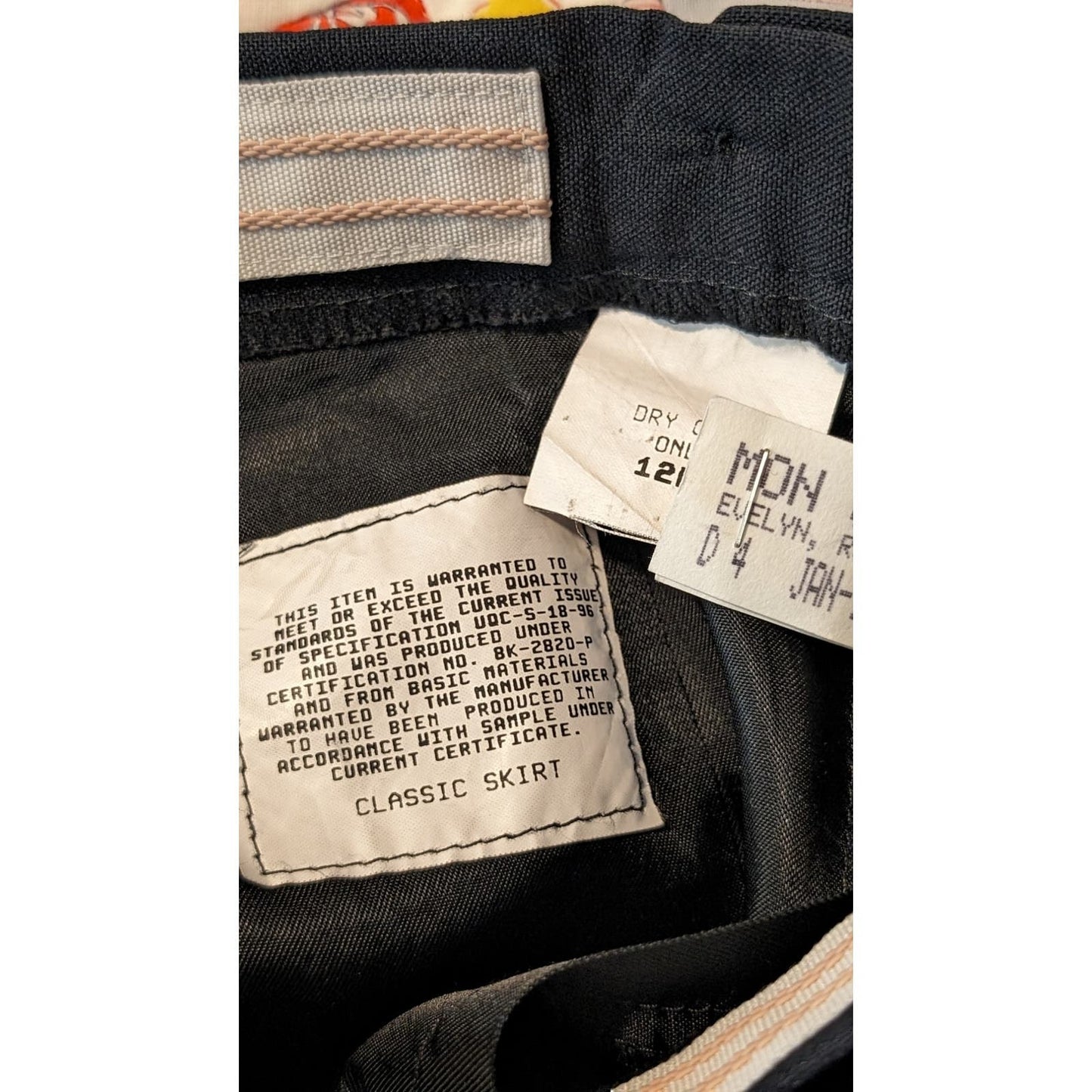 BREMEN-BOWDON USN NAVY CURRENT ISSUE UNIFORM BLACK SKIRT SIZE 12MR