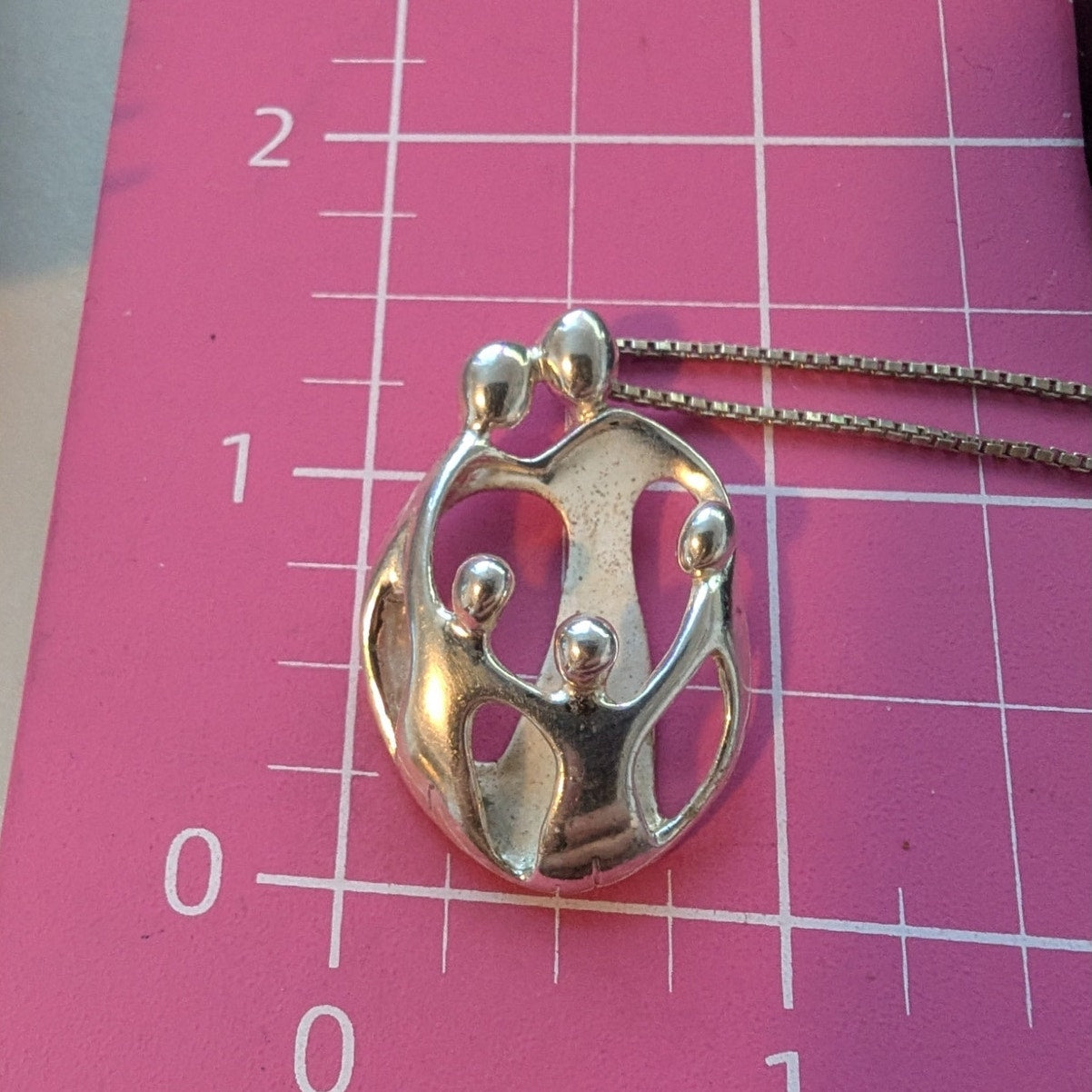 VTG Carlisle Co 925 Sterling Silver Love Family of 5 Pendant 16" Chain Necklace