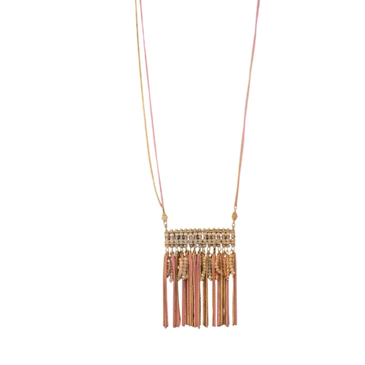 Charming Charlie Pink Crystal Pink & Gold Tone Chain 29" - 32.5" Necklace