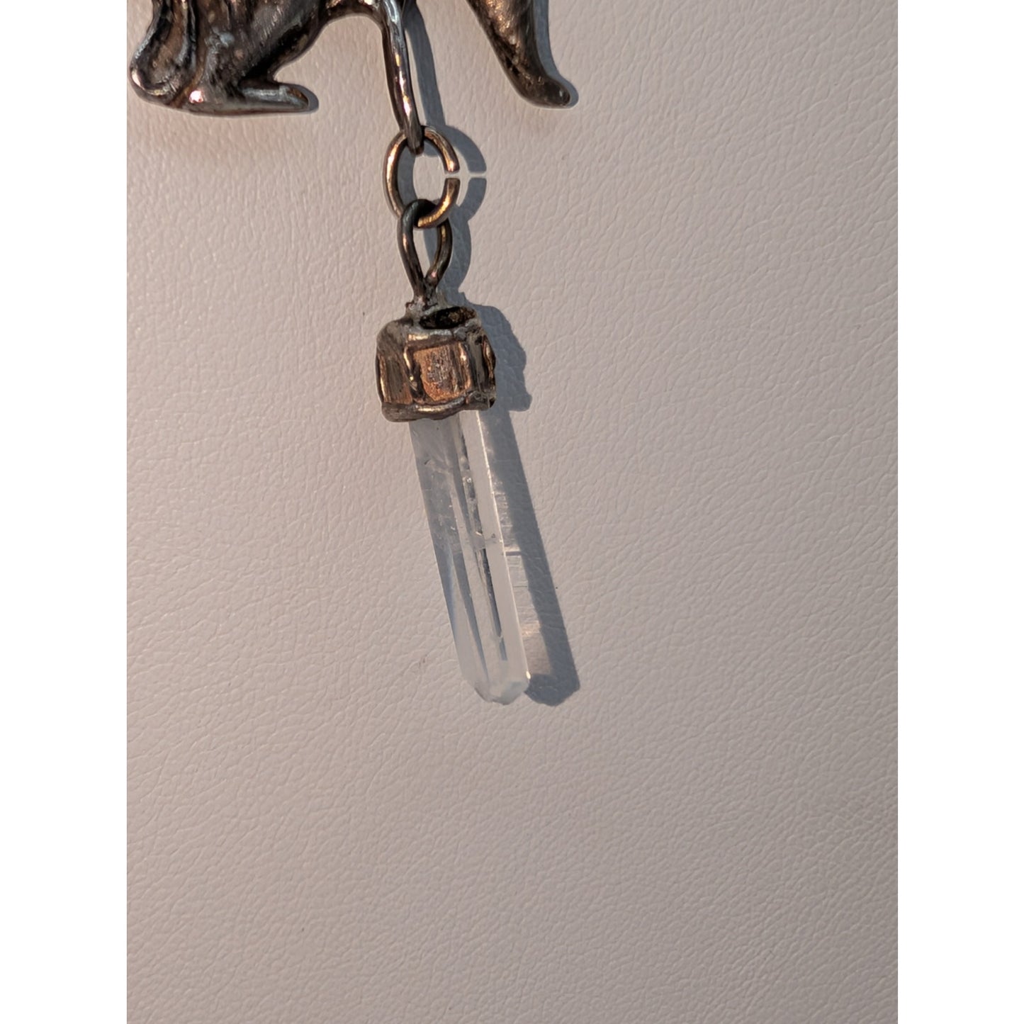 Vtg Scythian Griffin Crystal Dangle Pendant on 925 Sterling Box Chain Necklace