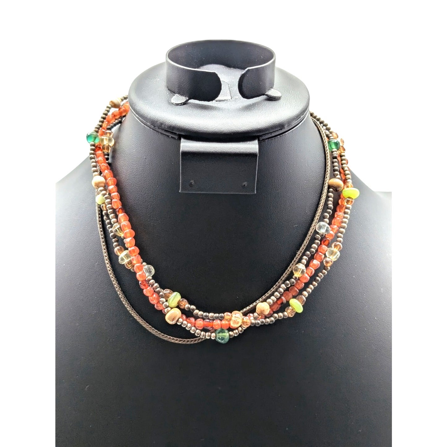Lot of Two Boho Glass & Stone Bead Necklaces