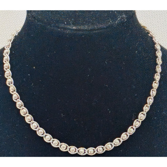Vintage 925 Italy Sterling Silver Disco Ball Chain Link 15" Necklace 14.97g