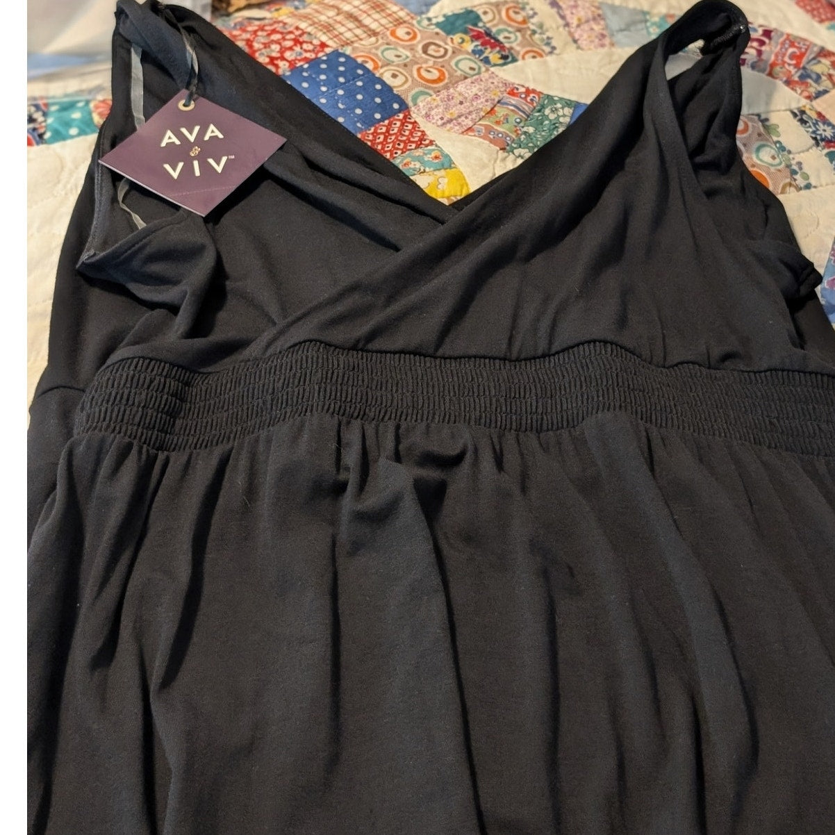 NWT Ava & Viv V-Neck Wrapped Front Bodice Ruffle Hem Maxi Dress Womens Size 1X