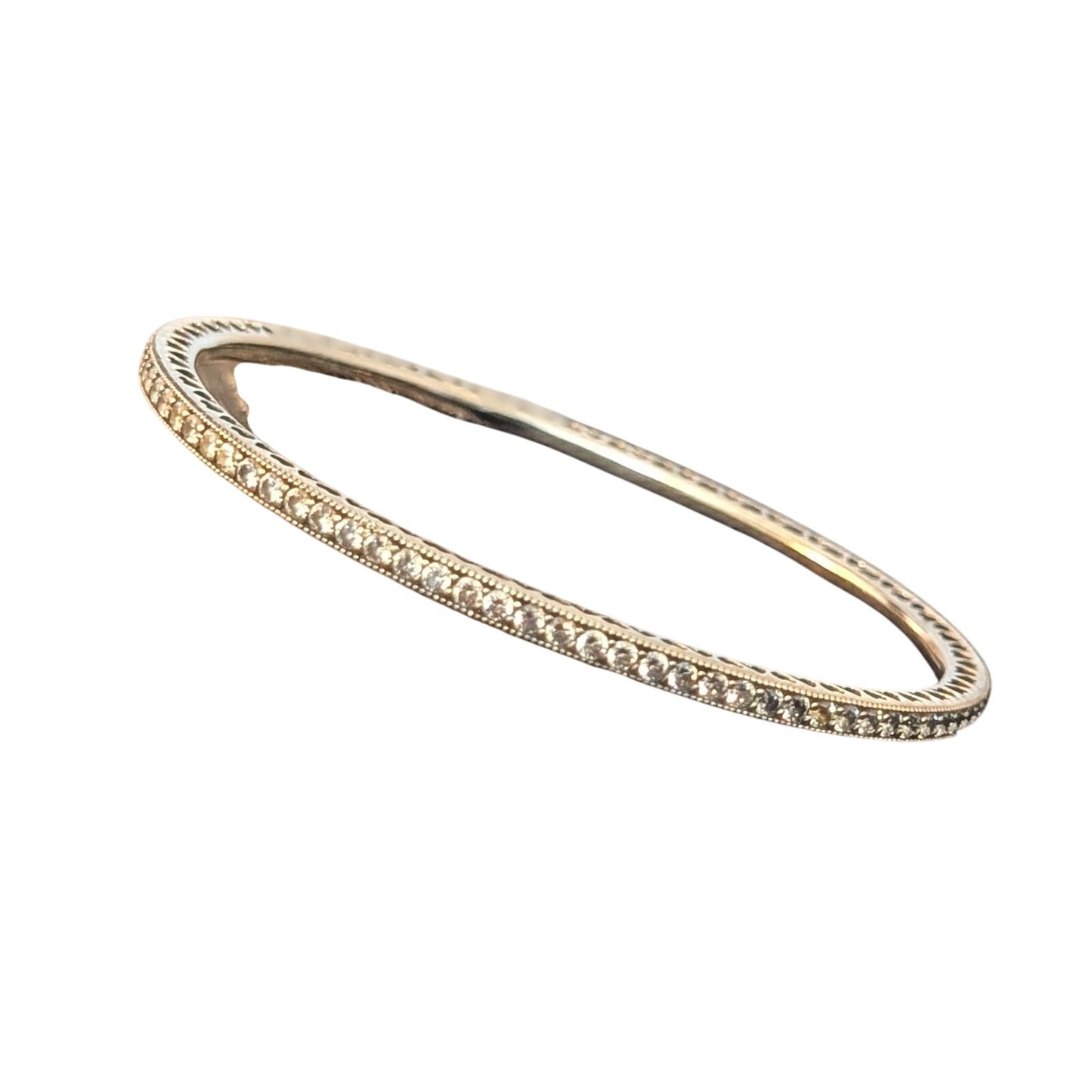 Retired Genuine Pandora Twinkling Forever Sterling Silver 925 Oval Bangle Sz 17
